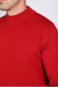 RED COLOR HIGH NECK SLIM-FIT SWEATER