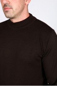 DARK BROWN HIGH NECK SLIM-FIT SWEATER