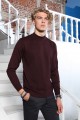 DARK BROWN HIGH NECK SLIM-FIT SWEATER