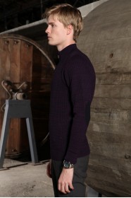 DARK PURPLE ZIPPERED TEXTURED WOOL SWEATER