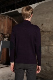 DARK PURPLE ZIPPERED TEXTURED WOOL SWEATER