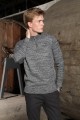 MEDIUM GRAY ZIPPERED TEXTURED WOOL SWEATER