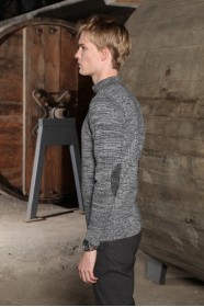 MEDIUM GRAY ZIPPERED TEXTURED WOOL SWEATER