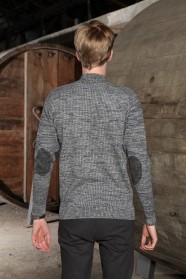 MEDIUM GRAY ZIPPERED TEXTURED WOOL SWEATER