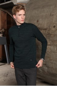 PETROIL COLOR ZIPPERED TEXTURED WOOL SWEATER