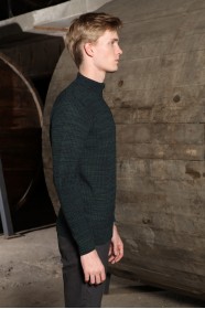 PETROIL COLOR ZIPPERED TEXTURED WOOL SWEATER