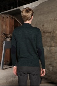 PETROIL COLOR ZIPPERED TEXTURED WOOL SWEATER