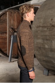 LIGHT CAMEL COLOR ZIPPERED TEXTURED WOOL SWEATER