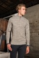 ﻿GRAY-PURPLE ZIPPERED TEXTURED WOOL SWEATER