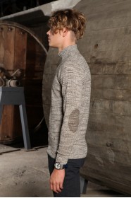 MELANGE BEİGE COLOR ZIPPERED TEXTURED WOOL SWEATER