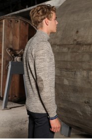 MELANGE BEİGE COLOR ZIPPERED TEXTURED WOOL SWEATER