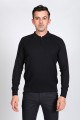 NAVY BLUE COLOR EMBOSSED TEXTURE DETAILED POLO ZIPPERED SWEATER