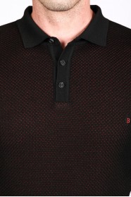 BLACK POLO COLLAR WOOL SWEATER