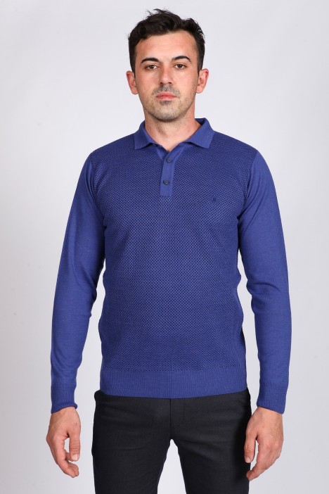 MELANGE LIGHT PARLIAMENT POLO COLLAR WOOL SWEATER
