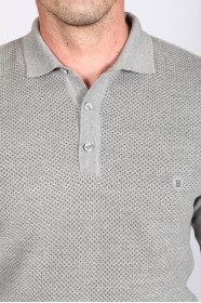MEDIUM GRAY POLO COLLAR WOOL SWEATER