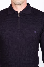 DARK PURPLE COLOR ZİP-NECK POLO SWEATHER WİTH WOOL