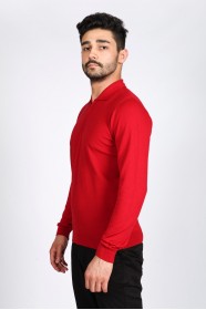 RED COLOR COTTON ZİP-NECK SWEATHER