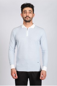 LIGHT WHITE COLOR COTTON ZİP-NECK SWEATHER