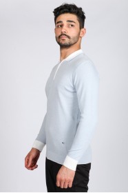 LIGHT WHITE COLOR COTTON ZİP-NECK SWEATHER