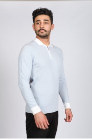 LIGHT WHITE COLOR COTTON ZİP-NECK SWEATHER