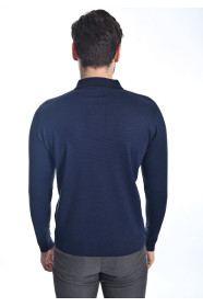 NAVY BLUE COLOR ZİP-NECK POLO SWEATHER WİTH WOOL