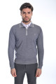 MEDIUM GRAY COLOR ZİP-NECK POLO SWEATHER WİTH WOOL