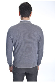 MEDIUM GRAY COLOR ZİP-NECK POLO SWEATHER WİTH WOOL