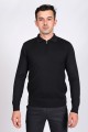 BLACK COLOR ZİP-NECK POLO SWEATHER WİTH WOOL
