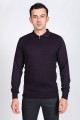 DARK PURPLE COLOR ZİP-NECK POLO SWEATHER WİTH WOOL