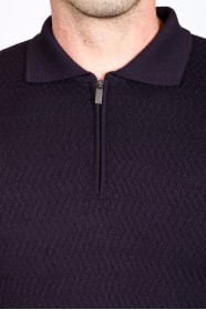 DARK PURPLE COLOR ZİP-NECK POLO SWEATHER WİTH WOOL