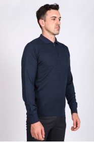 DARK PARLIAMENT COLOR ZİP-NECK POLO SWEATHER WİTH WOOL