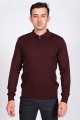 DARK PURPLE COLOR ZİP-NECK POLO SWEATHER WİTH WOOL