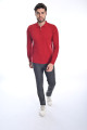 RED COLOR ZİP-NECK POLO SWEATHER WİTH WOOL