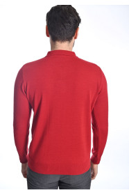 RED COLOR ZİP-NECK POLO SWEATHER WİTH WOOL