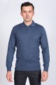 NAVY BLUE COLOR ZİP-NECK POLO SWEATHER WİTH WOOL