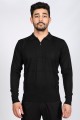 BLACK COLOR ZİP-NECK POLO SWEATHER WITH WOOL