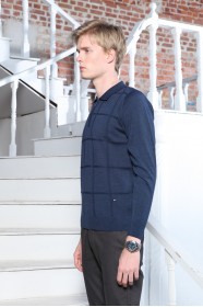 SAX BLUE COLOR ZİP-NECK POLO SWEATHER WITH WOOL