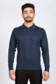 BLACK COLOR ZİP-NECK POLO SWEATHER WITH WOOL
