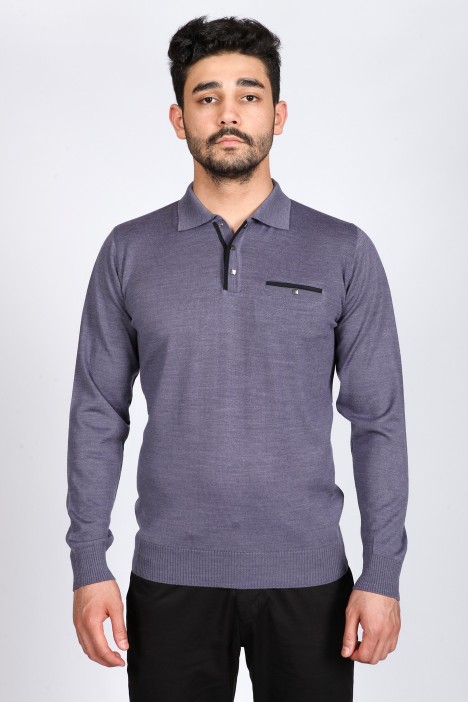 DARK LILAC COLOR SNAP-BUTTON SWEATHER