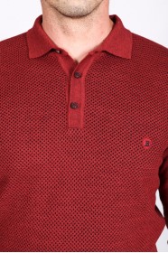 LIGHT CHERRY POLO COLLAR WOOL SWEATER