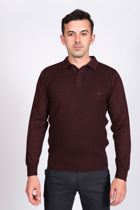 MIDDLE BORDO POLO COLLAR WOOL SWEATER