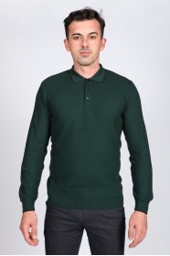 DARK GREEN LONG-SLEEVED POLO SWEATHER