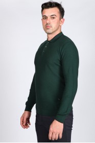DARK GREEN LONG-SLEEVED POLO SWEATHER