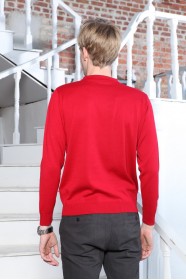 RED COLOR ZİP-NECK SWEATHER