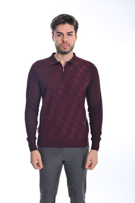 ﻿﻿ Yün Comfort Polo Yaka Fermuarlı Ortabordo