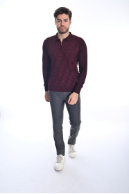 ﻿﻿ Yün Comfort Polo Yaka Fermuarlı Ortabordo