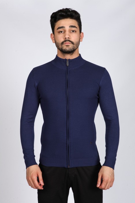 PARLIAMENT COLOR ZİP-THROUGH CARDİGAN WİTH WOOL