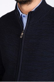 NAVY BLUE COLOR ZİP-THROUGH CARDİGAN WİTH WOOL