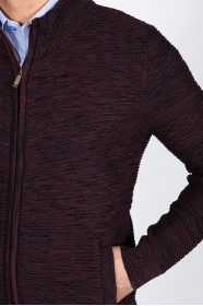 DARK BORDO COLOR ZİP-THROUGH CARDİGAN WİTH WOOL