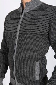 DARK GREY COLOR ZİP-THROUGH CARDİGAN WİTH WOOL